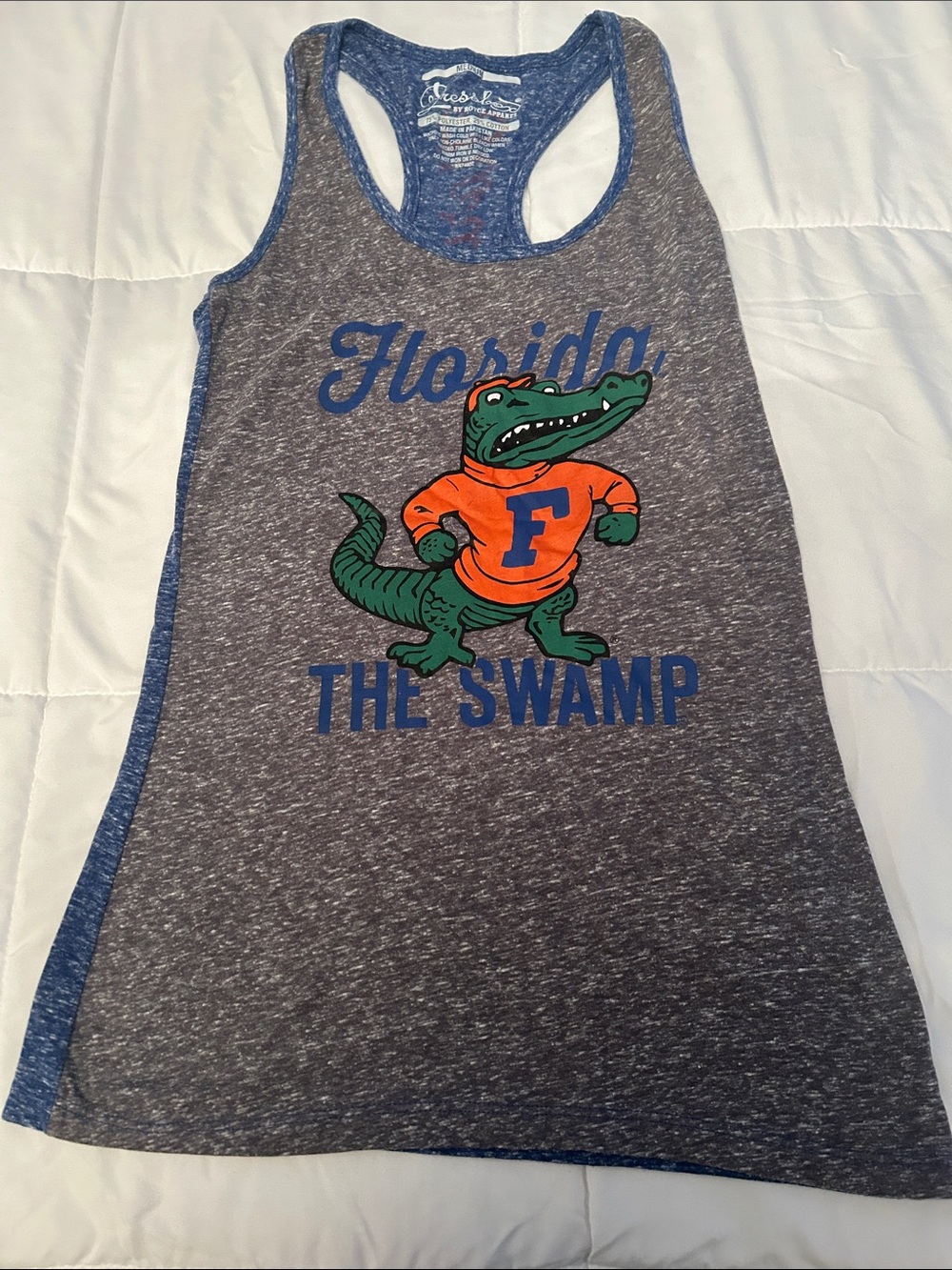 Florida The Swamp Racerback Tank Top - Gray & Blue
